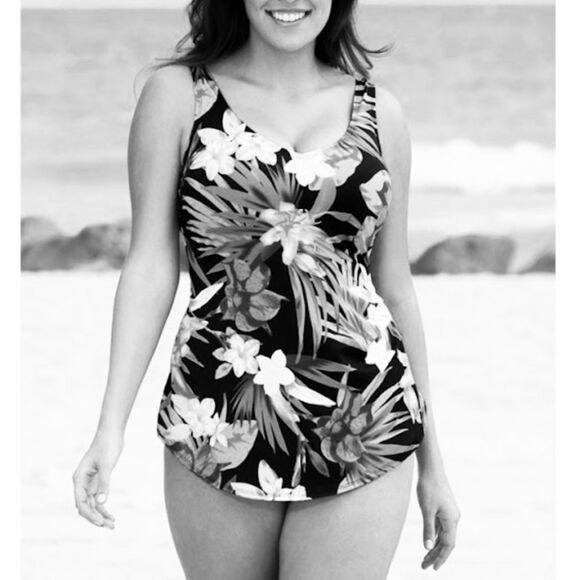 Swimsuits for All Beach Belle Bright Floral Sarong Front Swimsuit Size10 NWT - Picture 2 of 10